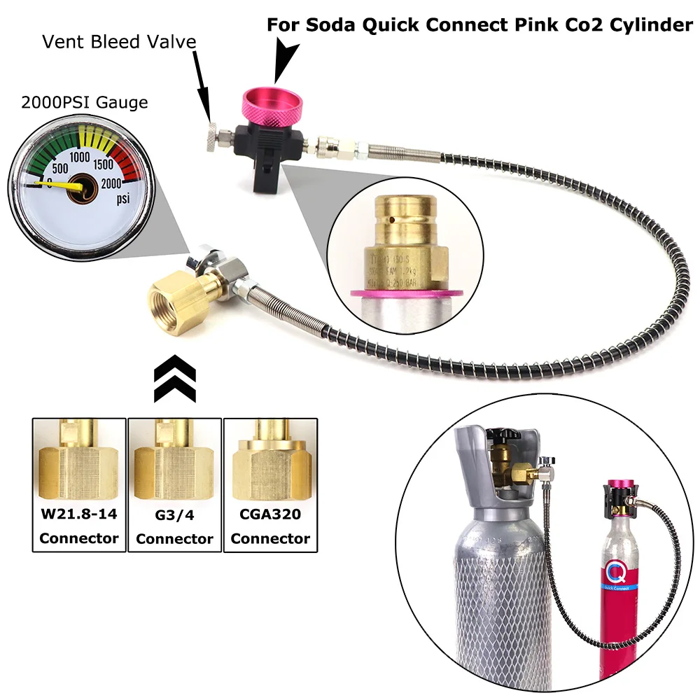 Soda quick connect розовый адаптер для заправки баллона co2