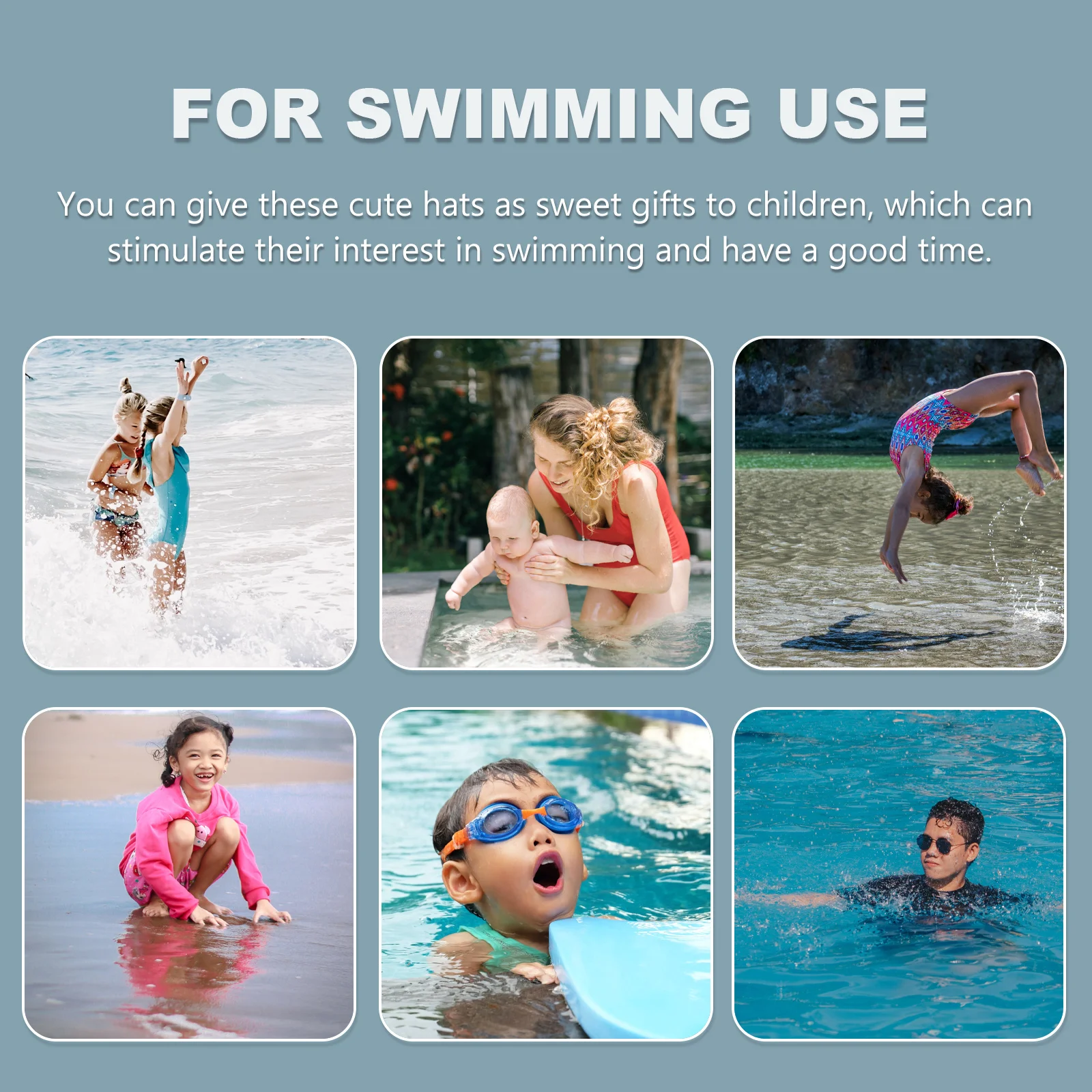 Силиконовая шапочка для плавания с мультяшным узором - Фотография_2