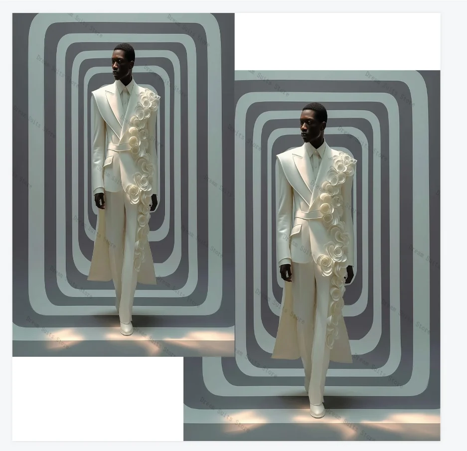 Белый мужской костюм hi-lo