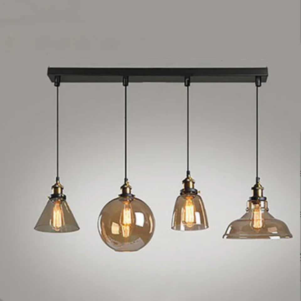 Стеклянная подвесная лампа в скандинавском ретро-стиле - Фотография_6