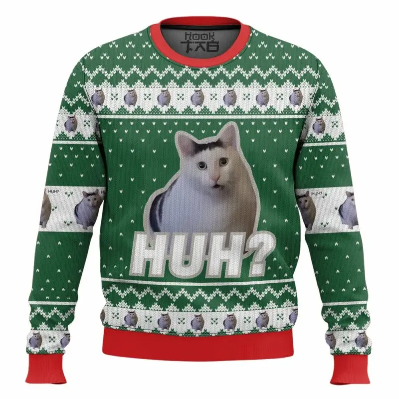 Huh cat meme рождественский уродливый - Фотография_2