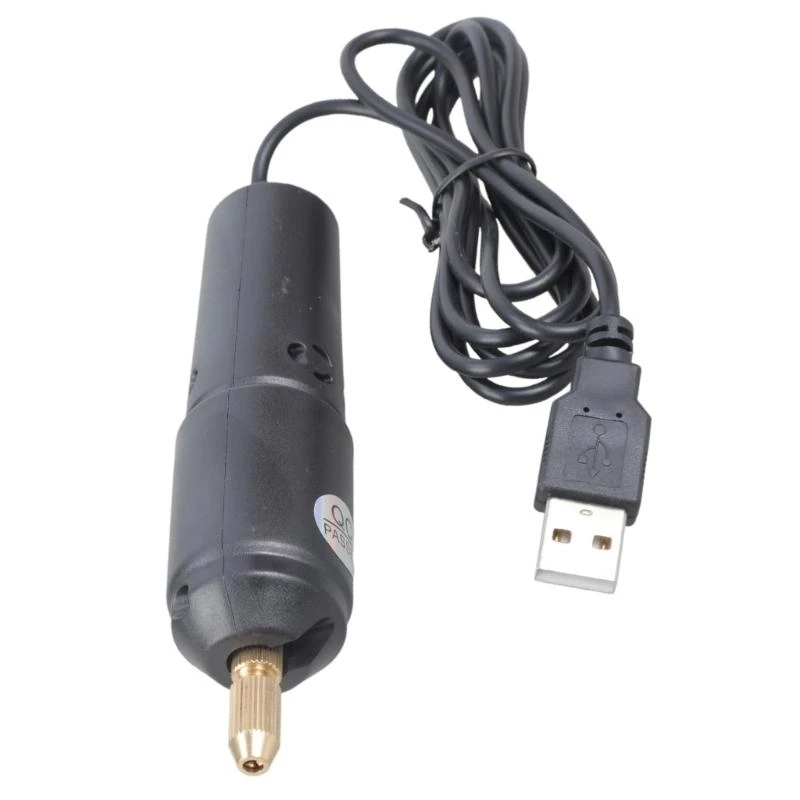 Мини-дрель электрическая черная с usb-портом и сверлами для полимера - Фотография_5