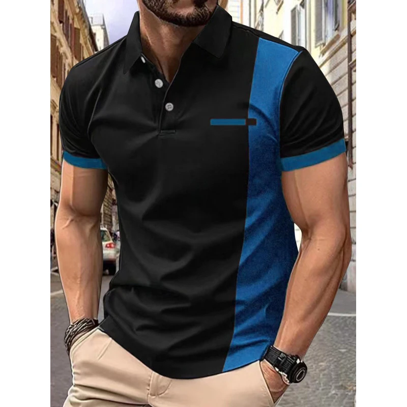 Модные мужские футболки-поло с градиентным узором - Фотография_6