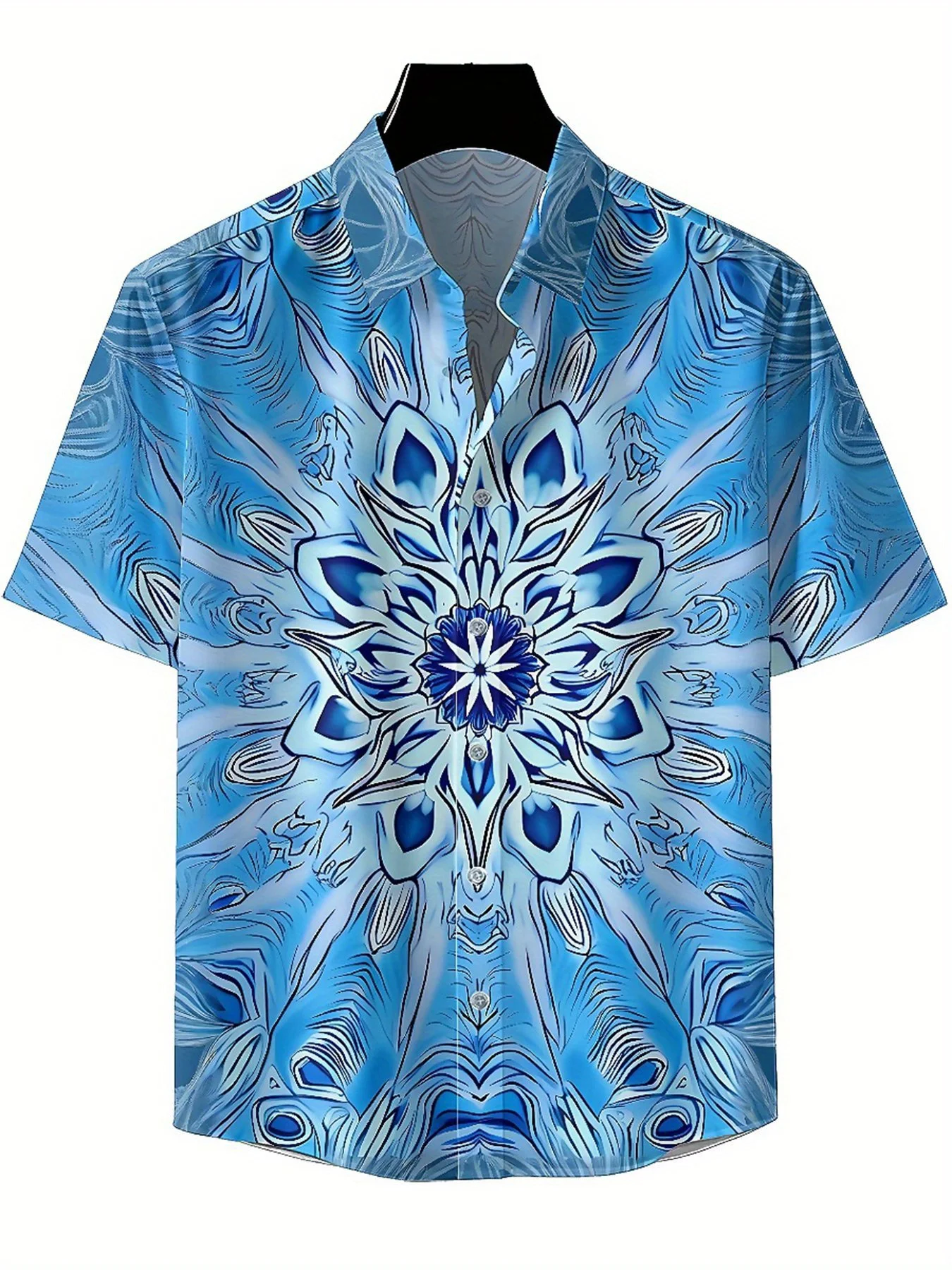 Мужские гавайские рубашки больших размеров с цветочным узором мандалы - Фотография_2